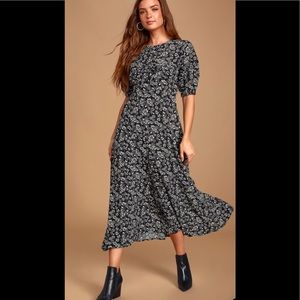 Free People Jessie Black Floral Midi Dress